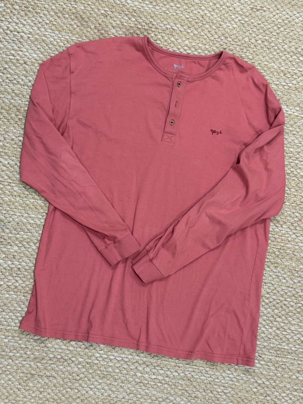 Coastal Cotton Men’s Casual Long Sleeve Salmon Henley – NWOT